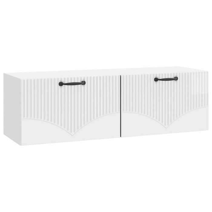 Oglindă TV montată pe perete Alb foarte lucios 98 x 31 x 30 cm - WALTI WALTI