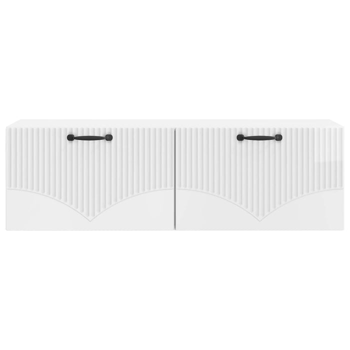 Oglindă TV montată pe perete Alb foarte lucios 98 x 31 x 30 cm - WALTI WALTI