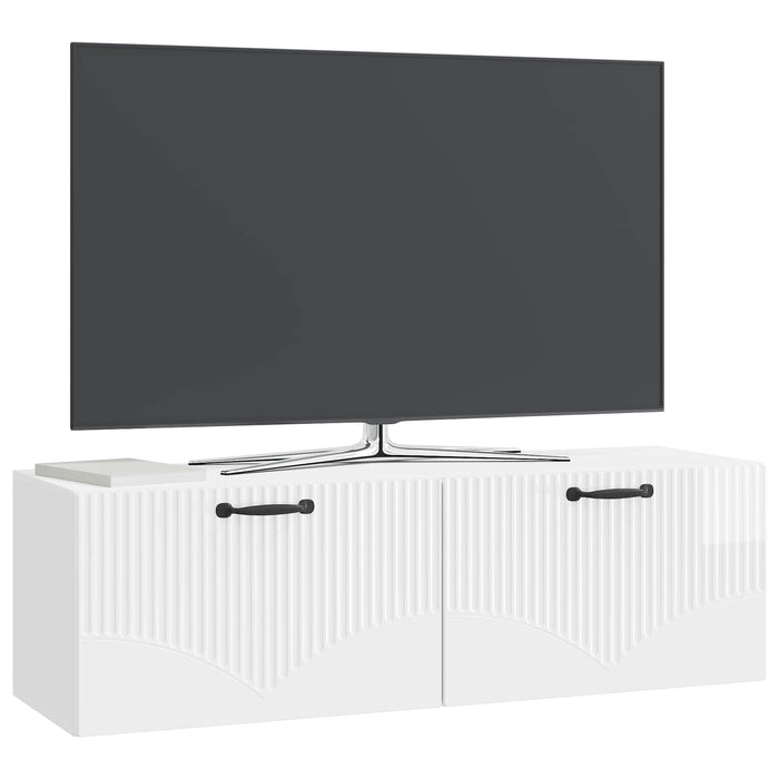 Oglindă TV montată pe perete Alb foarte lucios 98 x 31 x 30 cm - WALTI WALTI