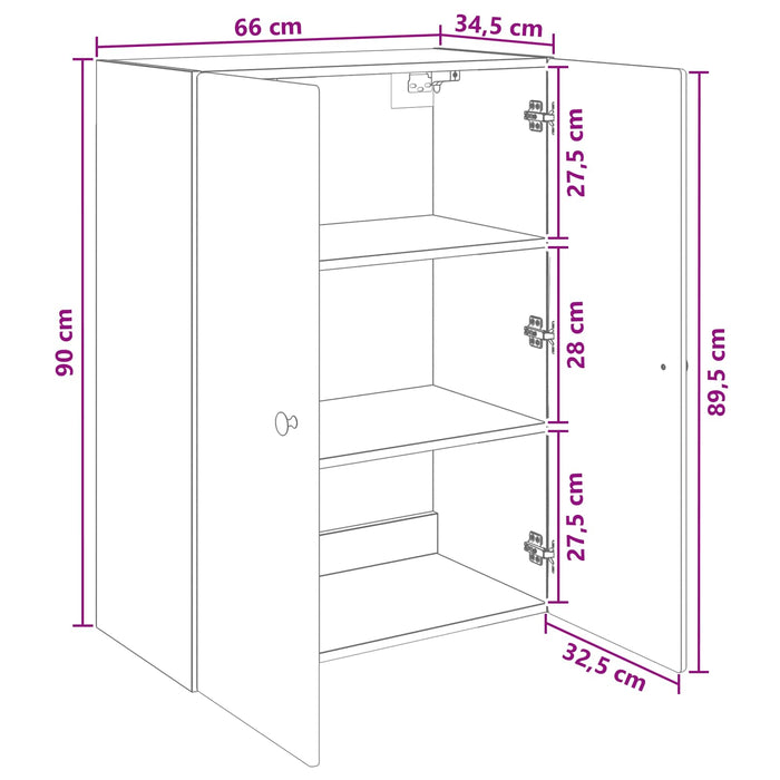 Dulap montat pe perete Alb 66 x 34,5 x 90 cm Lemn prelucrat - WALTI WALTI