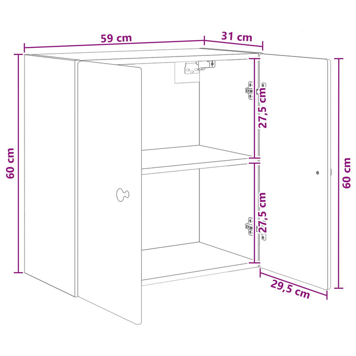 Dulap montat pe perete Alb foarte lucios 59 x 31 x 60 cm WALTI