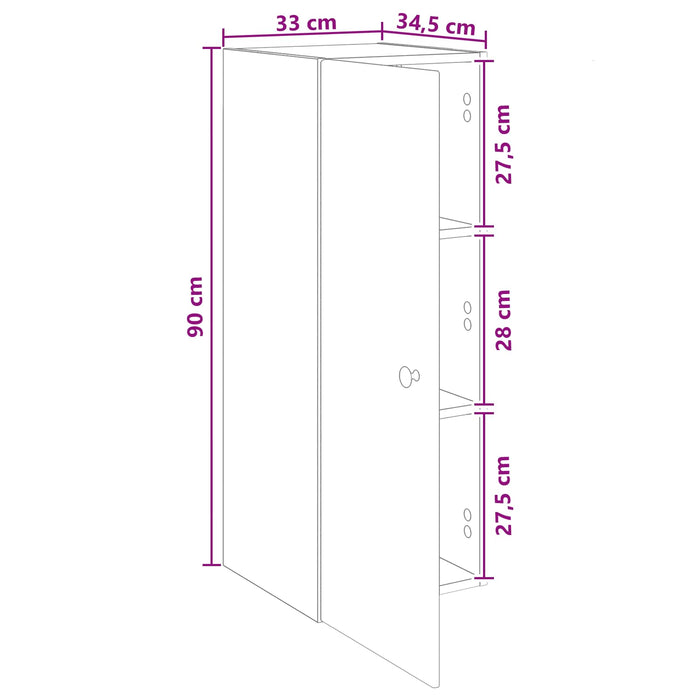 Dulap montat pe perete Alb 33 x 34,5 x 90 cm Lemn prelucrat - WALTI WALTI
