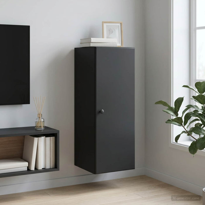 Dulap montat pe perete Negru 33 x 34,5 x 90 cm Lemn prelucrat - WALTI WALTI