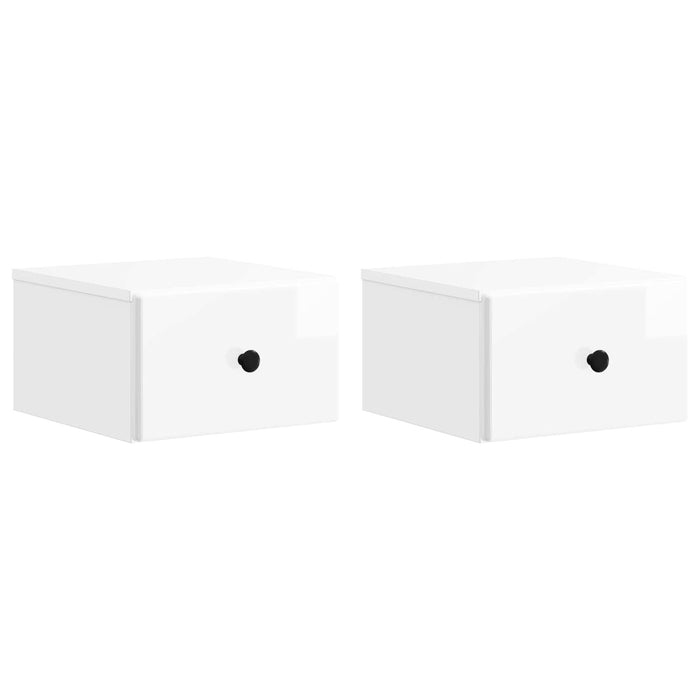 Dulap de noapte suspendat cu sertar 2 pcs Alb foarte lucios - WALTI WALTI
