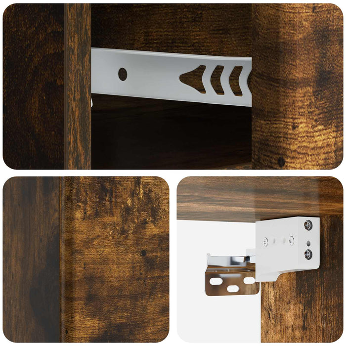 Dulap de noapte suspendat 2 pcs Stejar fumuriu Lemn prelucrat - WALTI WALTI