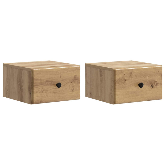 Dulap de noapte suspendat 2 pcs Stejar Artizanal Lemn prelucrat - WALTI WALTI