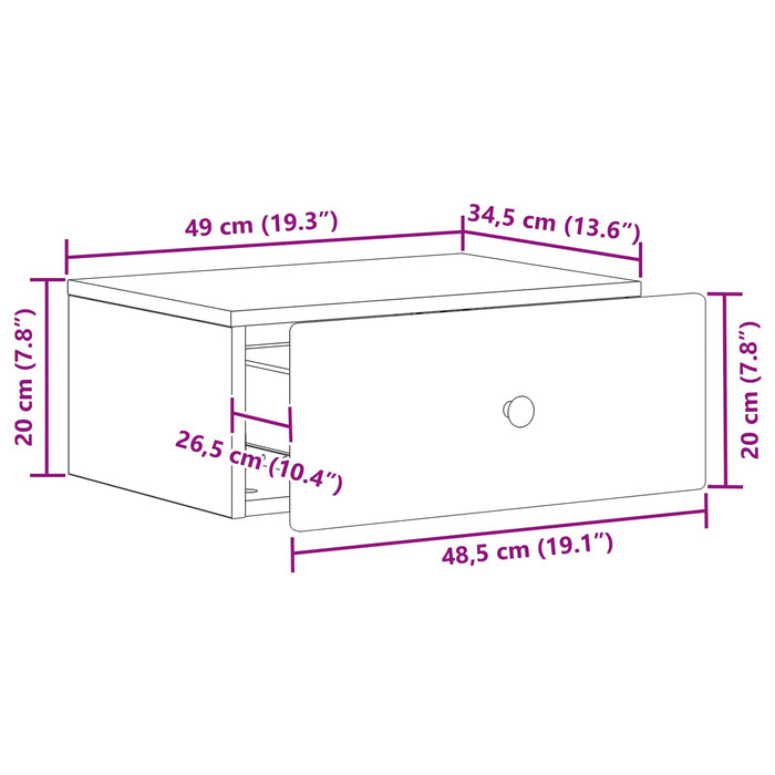 Dulap de noapte suspendat Stejar Sonoma 49 x 34,5 x 20 cm - WALTI WALTI