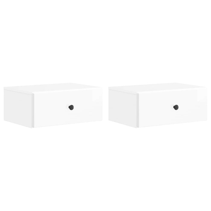 Dulap de noapte suspendat cu sertar 2 pcs Alb foarte lucios - WALTI WALTI