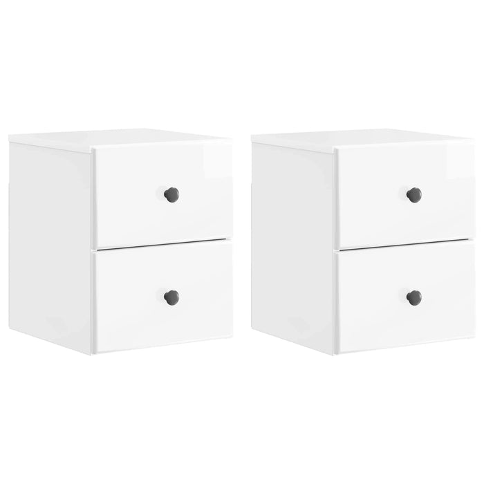 Dulap de noapte suspendat cu sertar 2 pcs Alb foarte lucios - WALTI WALTI