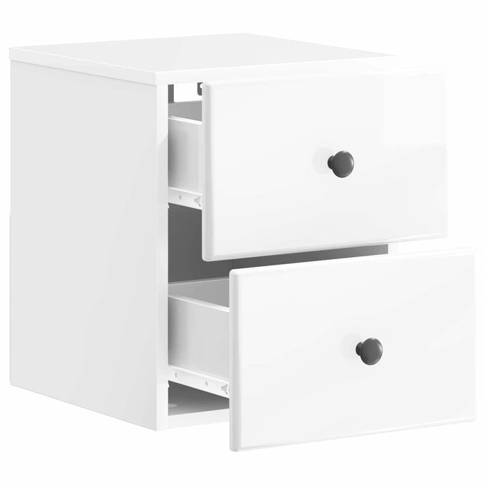 Dulap de noapte suspendat cu sertar 2 pcs Alb foarte lucios - WALTI WALTI
