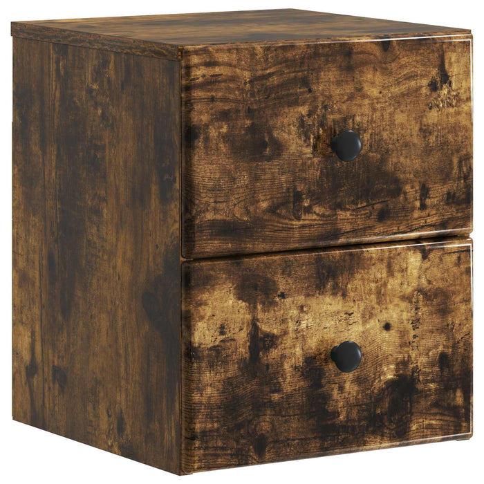 Dulap de noapte suspendat 2 pcs Stejar fumuriu Lemn prelucrat - WALTI WALTI