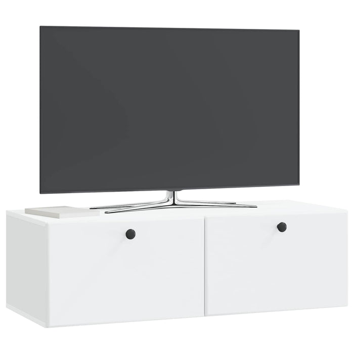 Oglindă TV montată pe perete 98 x 41 x 30 cm Alb Lemn prelucrat - WALTI WALTI