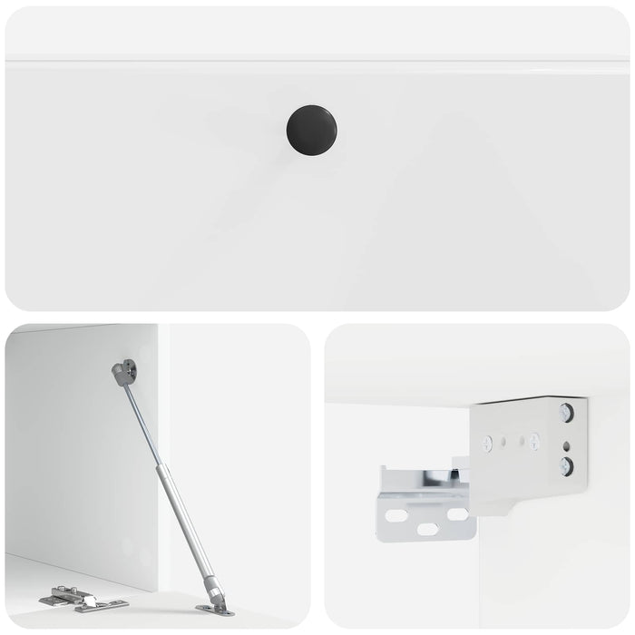 Oglindă TV montată pe perete Alb foarte lucios 98 x 41 x 30 cm - WALTI WALTI