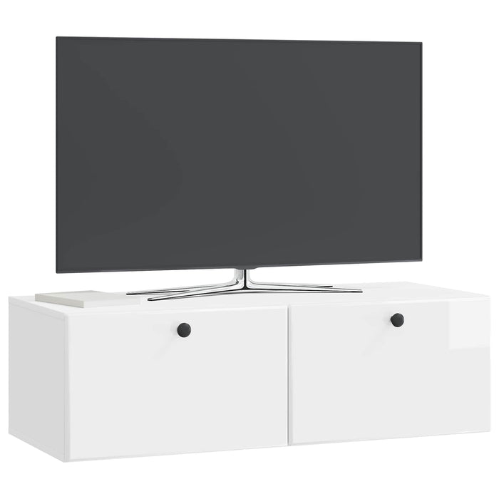 Oglindă TV montată pe perete Alb foarte lucios 98 x 41 x 30 cm - WALTI WALTI