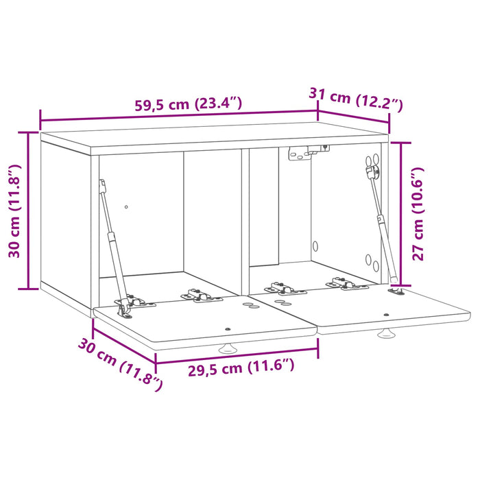Oglindă TV montată pe perete Stejar Sonoma 59,5 x 31 x 30 cm - WALTI WALTI
