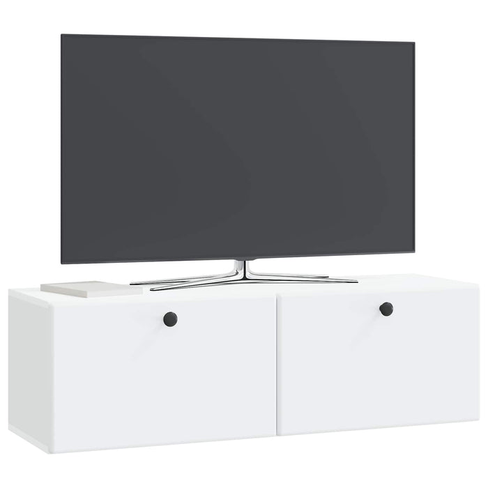 Oglindă TV montată pe perete 98 x 31 x 30 cm Alb Lemn prelucrat - WALTI WALTI