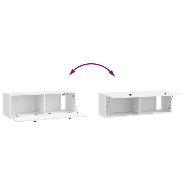 Oglindă TV montată pe perete Alb foarte lucios 98 x 31 x 30 cm - WALTI WALTI