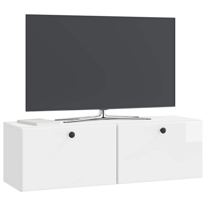 Oglindă TV montată pe perete Alb foarte lucios 98 x 31 x 30 cm - WALTI WALTI