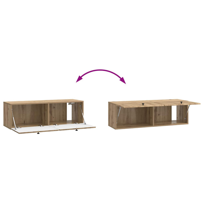 Oglindă TV montată pe perete Stejar Artizanal 98 x 31 x 30 cm - WALTI WALTI