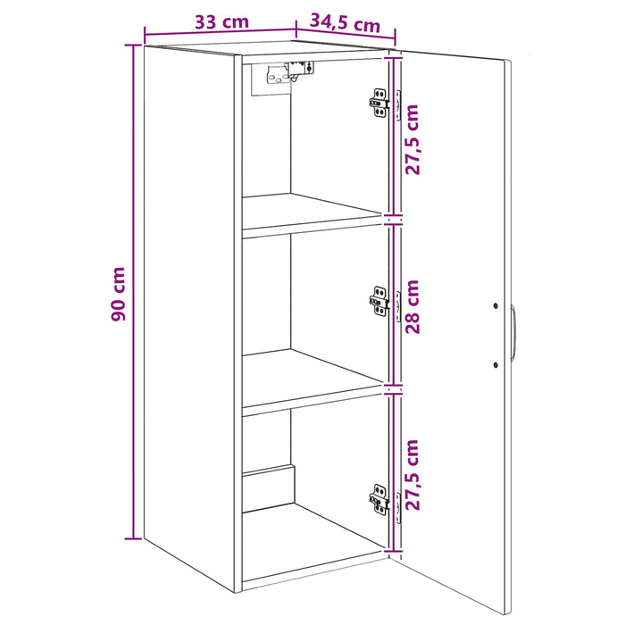 Dulap montat pe perete Alb 33 x 34,5 x 90 cm Lemn prelucrat - WALTI WALTI
