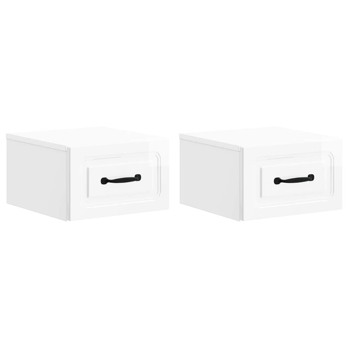 Dulap de noapte suspendat cu sertar 2 pcs Alb foarte lucios - WALTI WALTI