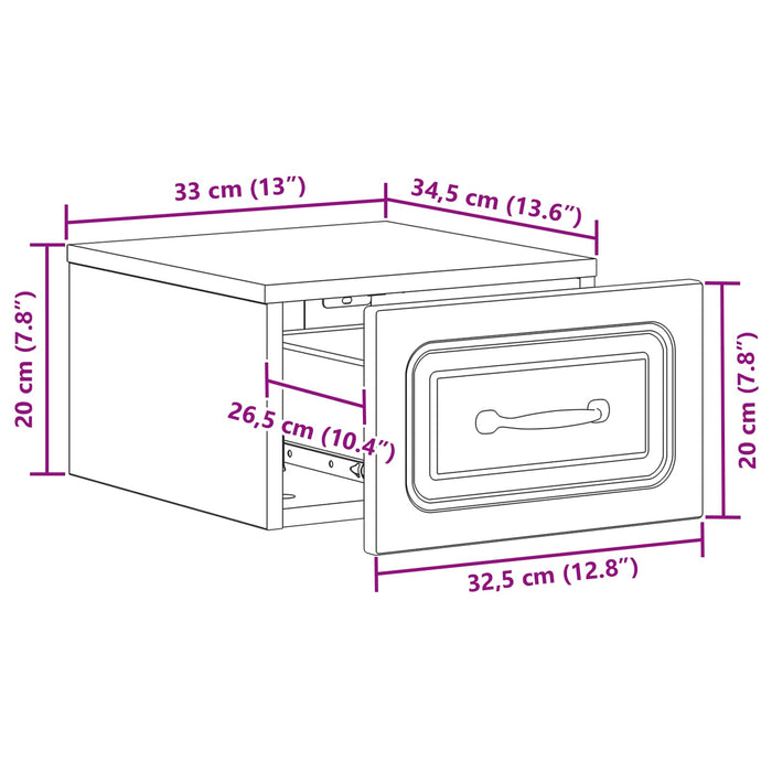 Dulap de noapte suspendat 2 pcs Sonoma gri 34,5 x 33 x 20 cm - WALTI WALTI