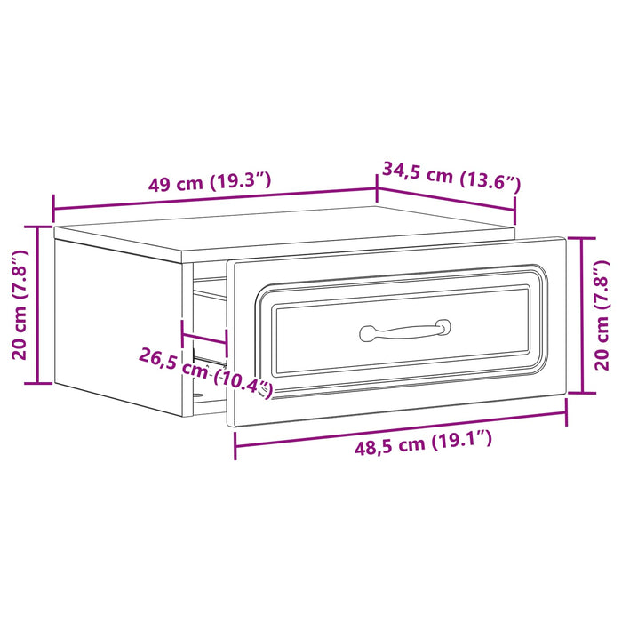 Dulap de noapte suspendat cu sertar Negru 49 x 34,5 x 20 cm - WALTI WALTI