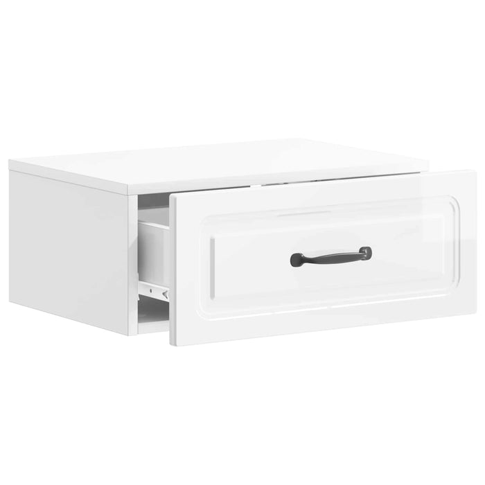 Dulap de noapte suspendat Alb foarte lucios 49 x 34,5 x 20 cm - WALTI WALTI