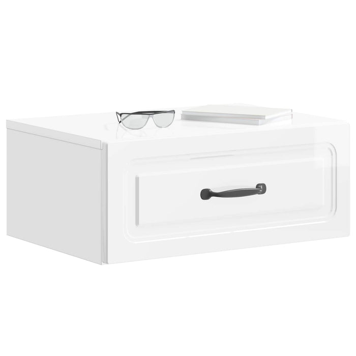 Dulap de noapte suspendat Alb foarte lucios 49 x 34,5 x 20 cm - WALTI WALTI