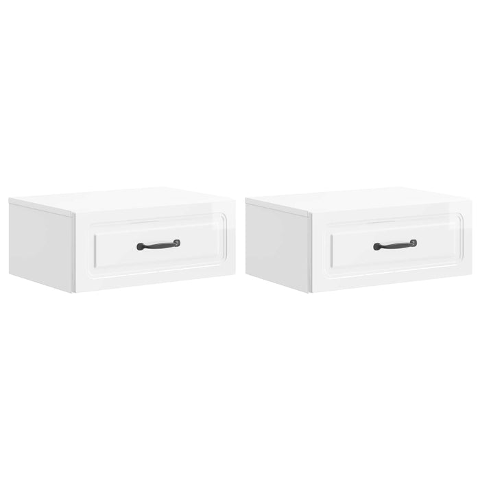 Dulap de noapte suspendat cu sertar 2 pcs Alb foarte lucios - WALTI WALTI