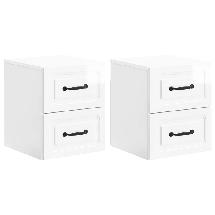 Dulap de noapte suspendat cu sertar 2 pcs Alb foarte lucios - WALTI WALTI