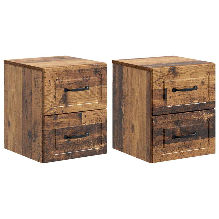 Dulap de noapte suspendat 2 pcs Lemn vechi 34,5 x 33 x 40 cm - WALTI WALTI