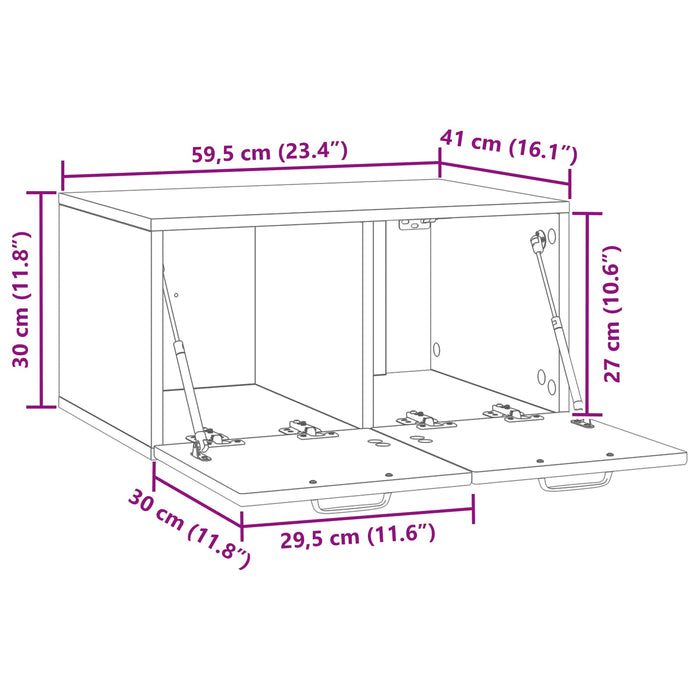 Oglindă TV montată pe perete Gri Beton 59,5 x 41 x 30 cm - WALTI WALTI