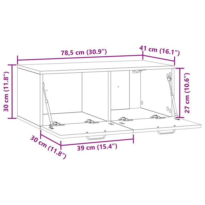 Oglindă TV montată pe perete Sonoma gri 78,5 x 41 x 30 cm - WALTI WALTI