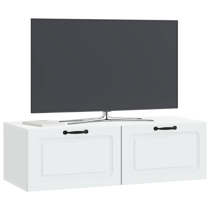 Oglindă TV montată pe perete Alb 98 x 41 x 30 cm Lemn prelucrat - WALTI WALTI