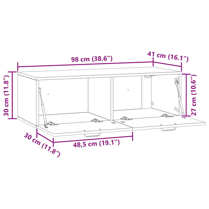 Oglindă TV montată pe perete Pe perete Negru 98 x 41 x 30 cm - WALTI WALTI