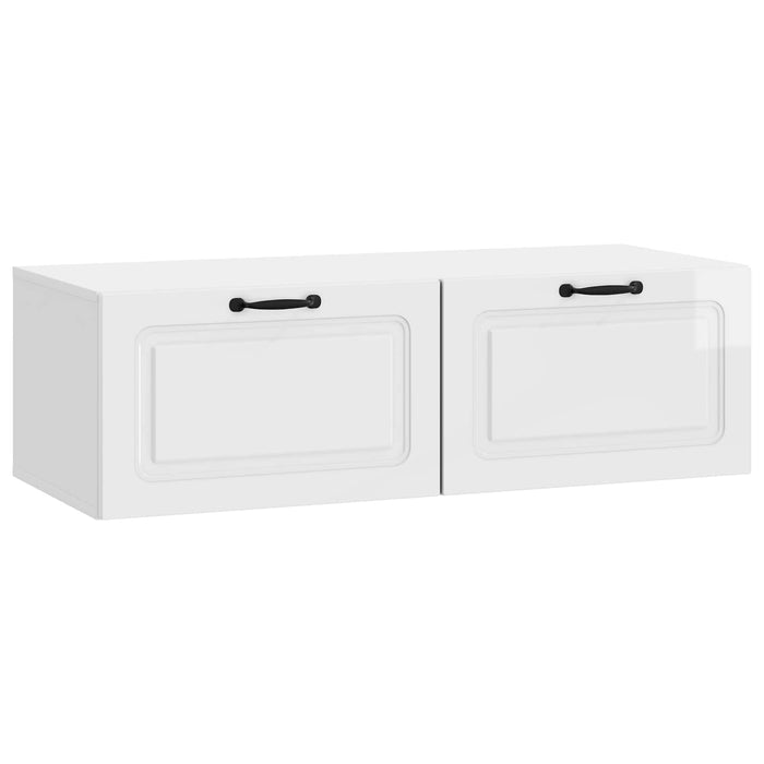 Oglindă TV montată pe perete Alb foarte lucios 98 x 41 x 30 cm - WALTI WALTI