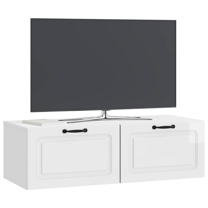 Oglindă TV montată pe perete Alb foarte lucios 98 x 41 x 30 cm - WALTI WALTI