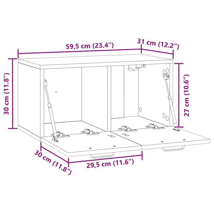 Oglindă TV montată pe perete Lemn vechi 59,5 x 31 x 30 cm - WALTI WALTI