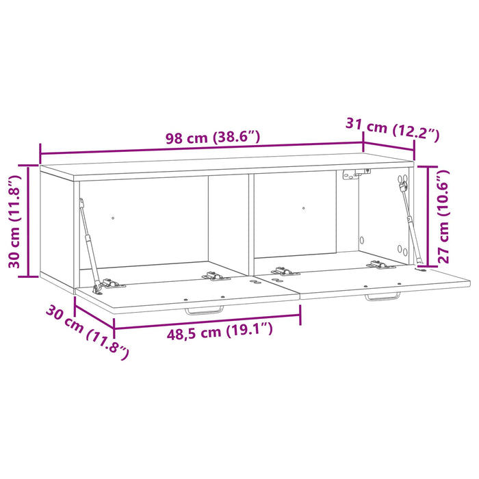 Oglindă TV montată pe perete Alb 98 x 31 x 30 cm Lemn prelucrat - WALTI WALTI