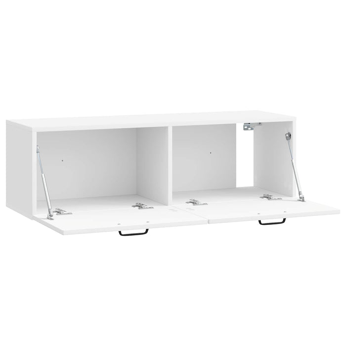 Oglindă TV montată pe perete Alb foarte lucios 98 x 31 x 30 cm - WALTI WALTI