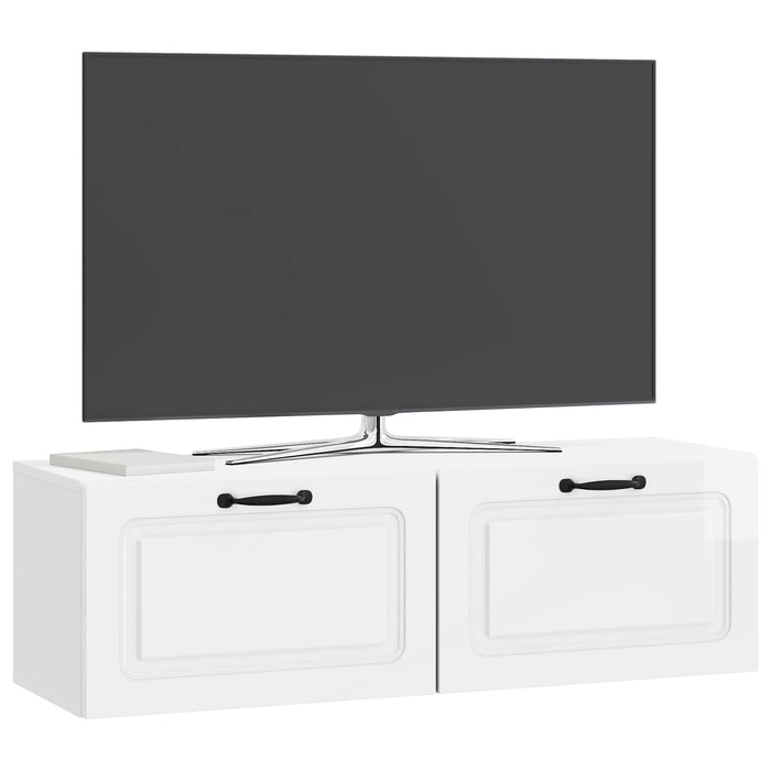 Oglindă TV montată pe perete Alb foarte lucios 98 x 31 x 30 cm - WALTI WALTI