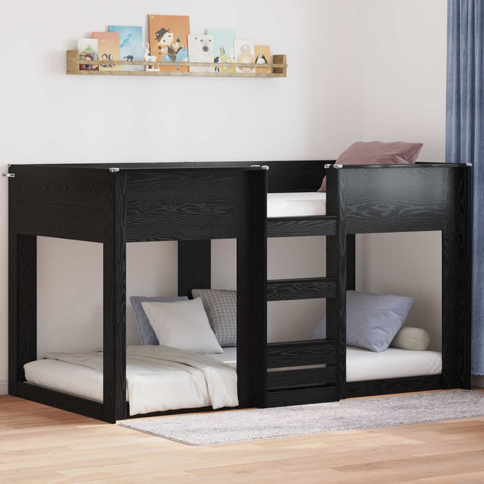 Pat Etajat pentru Copii Stejar Negru 75 x 190 cm Lemn compozit - WALTI WALTI