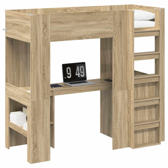 Cadru de pat supraetajat cu birou Stejar Sonoma 75 x 190 cm - WALTI WALTI
