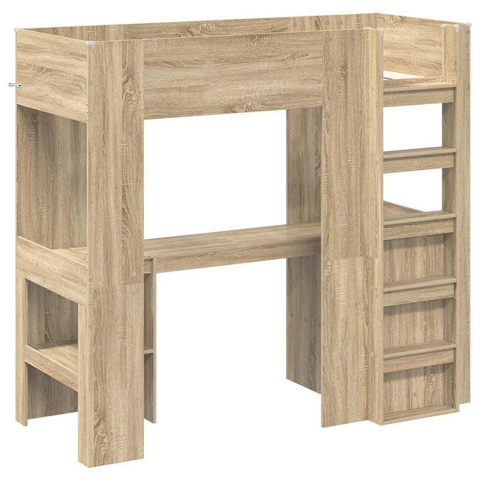 Cadru de pat supraetajat cu birou Stejar Sonoma 75 x 190 cm - WALTI WALTI