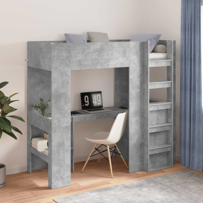Cadru de pat supraetajat cu birou Gri din beton 75 x 190 cm - WALTI WALTI