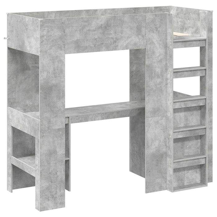 Cadru de pat supraetajat cu birou Gri din beton 75 x 190 cm - WALTI WALTI