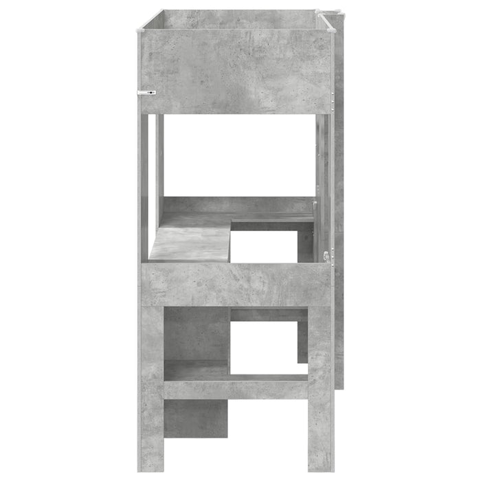 Cadru de pat supraetajat cu birou Gri din beton 75 x 190 cm - WALTI WALTI