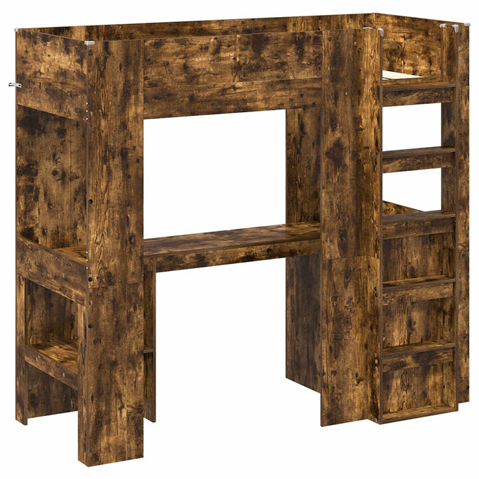 Cadru de pat supraetajat cu birou Stejar fumuriu 75 x 190 cm - WALTI WALTI