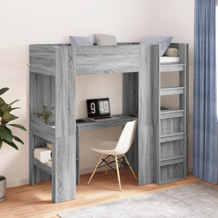 Cadru de pat supraetajat cu birou Gri Sonoma 75 x 190 cm - WALTI WALTI